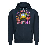 Navy i have a bus full of valentines Zipper Hoodie - CowhideDigitalArt