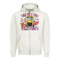 Oatmeal Heather i have a bus full of valentines Zipper Hoodie - CowhideDigitalArt