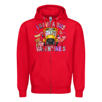 Red i have a bus full of valentines Zipper Hoodie - CowhideDigitalArt