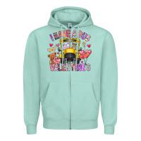 Seafoam i have a bus full of valentines Zipper Hoodie - CowhideDigitalArt