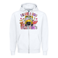 White i have a bus full of valentines Zipper Hoodie - CowhideDigitalArt