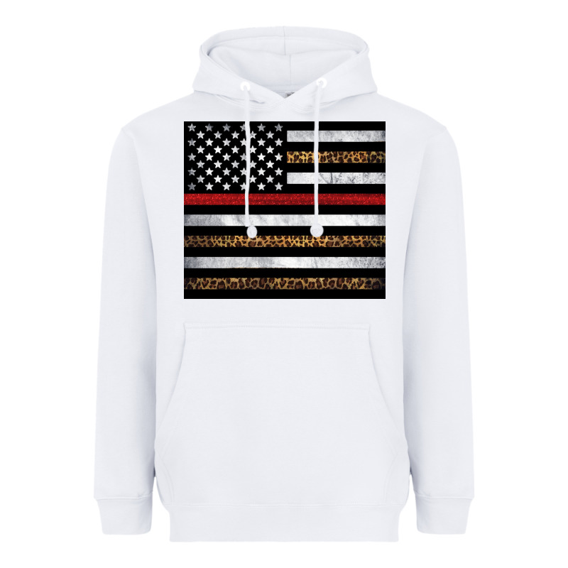 Thin Red Line American Flag Leopard Heavyweight Hoodie by Artiststas | Teevron