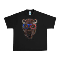 Black bison with american flag glasses Urban Heavy Tee - RanaPortraitStore