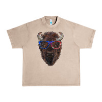 French Oak bison with american flag glasses Urban Heavy Tee - RanaPortraitStore