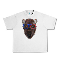 Lunar Rock bison with american flag glasses Urban Heavy Tee - RanaPortraitStore
