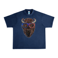 Navy bison with american flag glasses Urban Heavy Tee - RanaPortraitStore