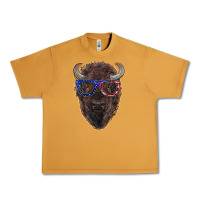 Peanut Butter bison with american flag glasses Urban Heavy Tee - RanaPortraitStore