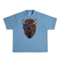 Pebble Blue bison with american flag glasses Urban Heavy Tee - RanaPortraitStore