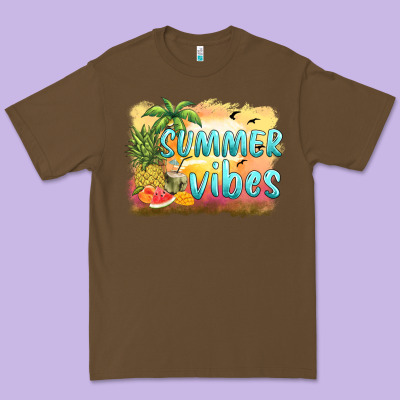 Summer Vibes Sunset And Fruits Premium Tee Designed By Barkaloodesign