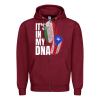 Burgundy Italian And Puerto Rican DNA Mix Flag Heritage Gift Zipper Hoodie - minhPixels