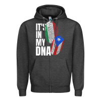 Charcoal Heather Italian And Puerto Rican DNA Mix Flag Heritage Gift Zipper Hoodie - minhPixels