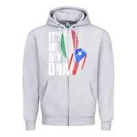 Heather Grey Italian And Puerto Rican DNA Mix Flag Heritage Gift Zipper Hoodie - minhPixels