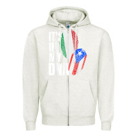 Oatmeal Heather Italian And Puerto Rican DNA Mix Flag Heritage Gift Zipper Hoodie - minhPixels