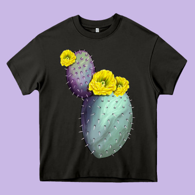 Opunthia Santa Rita Cactus Heavy Core Tee Designed By Lillyallendesigns