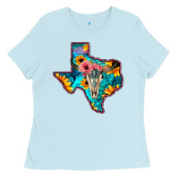 Baby Blue Western Sunflower, Rose, Gemstsone, Turquoise Bull Skull Ladies Tee - Bettercallsaul