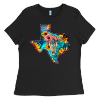 Black Western Sunflower, Rose, Gemstsone, Turquoise Bull Skull Ladies Tee - Bettercallsaul