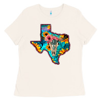Bone Western Sunflower, Rose, Gemstsone, Turquoise Bull Skull Ladies Tee - Bettercallsaul