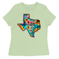 Western Sunflower, Rose, Gemstsone, Turquoise Bull Skull Ladies Tee | Teevron