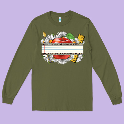 Floral Teacher Custom Name Long Sleeve Tee Designed By Cowgirlartshop