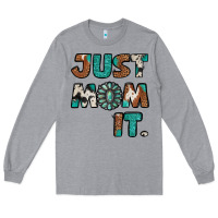 Heather Grey just mom it cowhide turquoise Long Sleeve Tee - Jasminsmagicworld