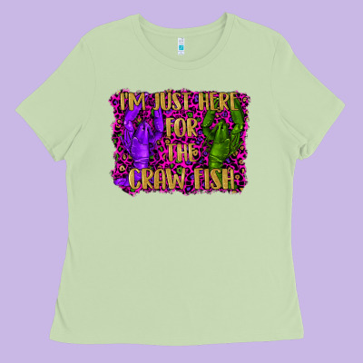 Mardi Gras I'm Just Here For The Craw Fish With Lobster Ladies Tee Designed By Ranaportraitstore