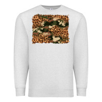 Oatmeal Heather camouflage and leopard background Premium Sweatshirt - Artiststas