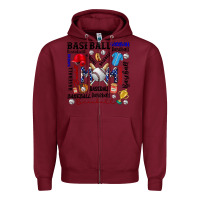 Burgundy baseball mom Zipper Hoodie - CowhideDigitalArt