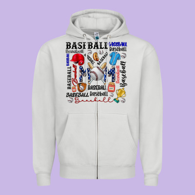 Baseball Mom Zipper Hoodie Designed By Cowhidedigitalart