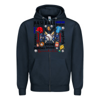 Navy baseball mom Zipper Hoodie - CowhideDigitalArt
