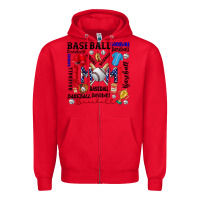 Red baseball mom Zipper Hoodie - CowhideDigitalArt