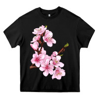Black Peach Blossom Illustrations Heavy Core Tee - LillyAllenDesigns