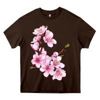 Chocolate Brown Peach Blossom Illustrations Heavy Core Tee - LillyAllenDesigns