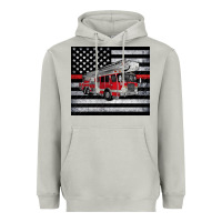 Moon Dust thin red line American flag fire truck Heavyweight Hoodie - Artiststas