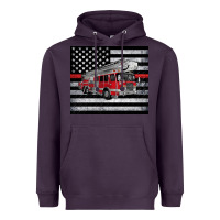 Plum thin red line American flag fire truck Heavyweight Hoodie - Artiststas
