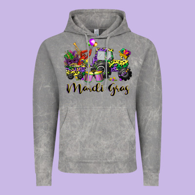 Mardi Gras Tractor Vintage Hoodie Designed By Cowgirlartshop