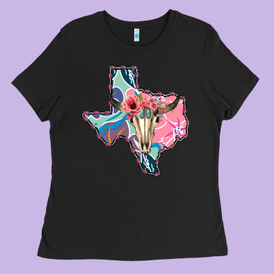 Texas Boho Bull Skull Ladies Tee Designed By Bettercallsaul