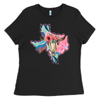 Black Texas Boho Bull Skull Ladies Tee - Bettercallsaul