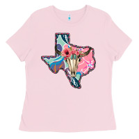 Bubblegum Pink Texas Boho Bull Skull Ladies Tee - Bettercallsaul