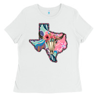 White Texas Boho Bull Skull Ladies Tee - Bettercallsaul