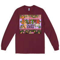 Burgundy Easter day farm animals tumbler Long Sleeve Tee - HowdyJamesFarm