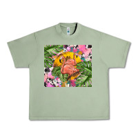 Oil Green flamingo with leopard Urban Heavy Tee - TumblerDesignByShophia