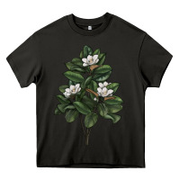 Asphalt Magnolia Flower Illustrations Heavy Core Tee - LillyAllenDesigns