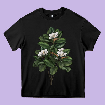 Magnolia Flower Illustrations Heavy Core Tee Designed By Lillyallendesigns