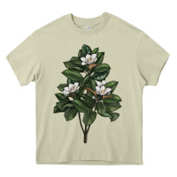 Mossy Magnolia Flower Illustrations Heavy Core Tee - LillyAllenDesigns