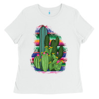 White Western Serape Cactus Ladies Tee - Bettercallsaul