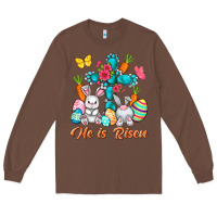 Chestnut He is risen with Cross Easter Day Long Sleeve Tee - HowdyJamesFarm