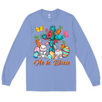 Colony Blue He is risen with Cross Easter Day Long Sleeve Tee - HowdyJamesFarm
