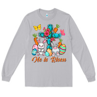Moon Dust He is risen with Cross Easter Day Long Sleeve Tee - HowdyJamesFarm