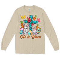 Mushroom He is risen with Cross Easter Day Long Sleeve Tee - HowdyJamesFarm