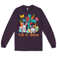 Plum He is risen with Cross Easter Day Long Sleeve Tee - HowdyJamesFarm